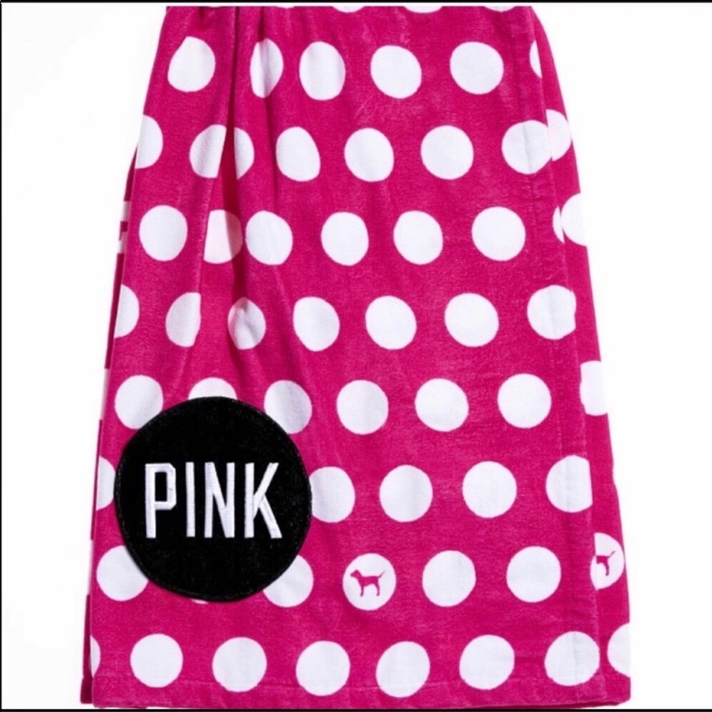 Victoria secret pink towel wrap bathrobe polka dot